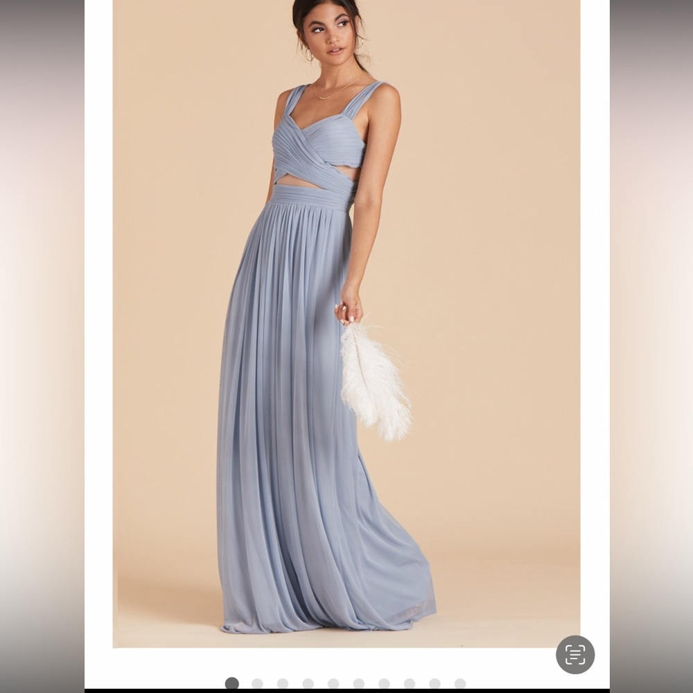 Birdy Grey Dusty Blue Crisscross Cutout Chiffon Bridesmaid Dress